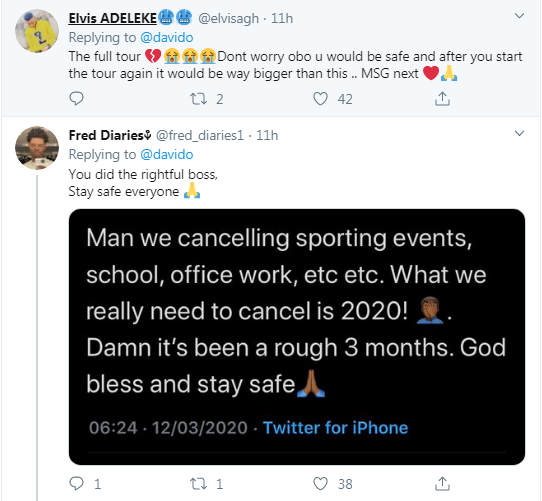Coronavirus: Davido Cancels Tour, Tacha Says Coronavirus Can Wait!!